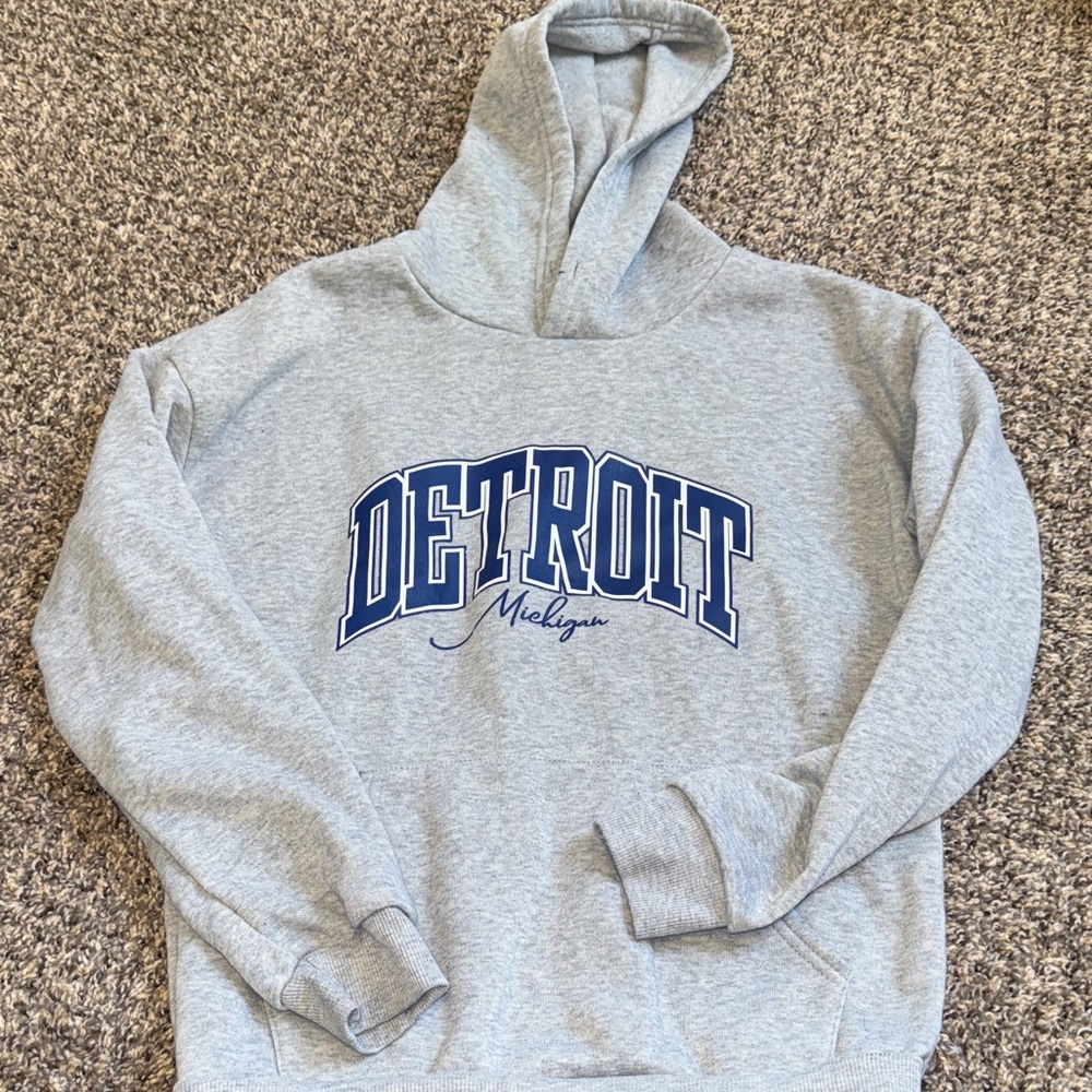 SHEIN Gray Detroit Michigan Hoodie